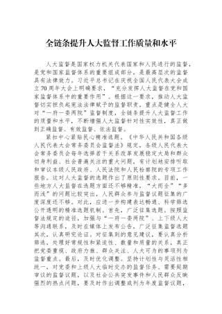 全链条提升人大监督工作质量和水平
