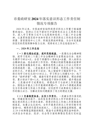 市委政研室2024年落实意识形态工作责任制情况专项报告