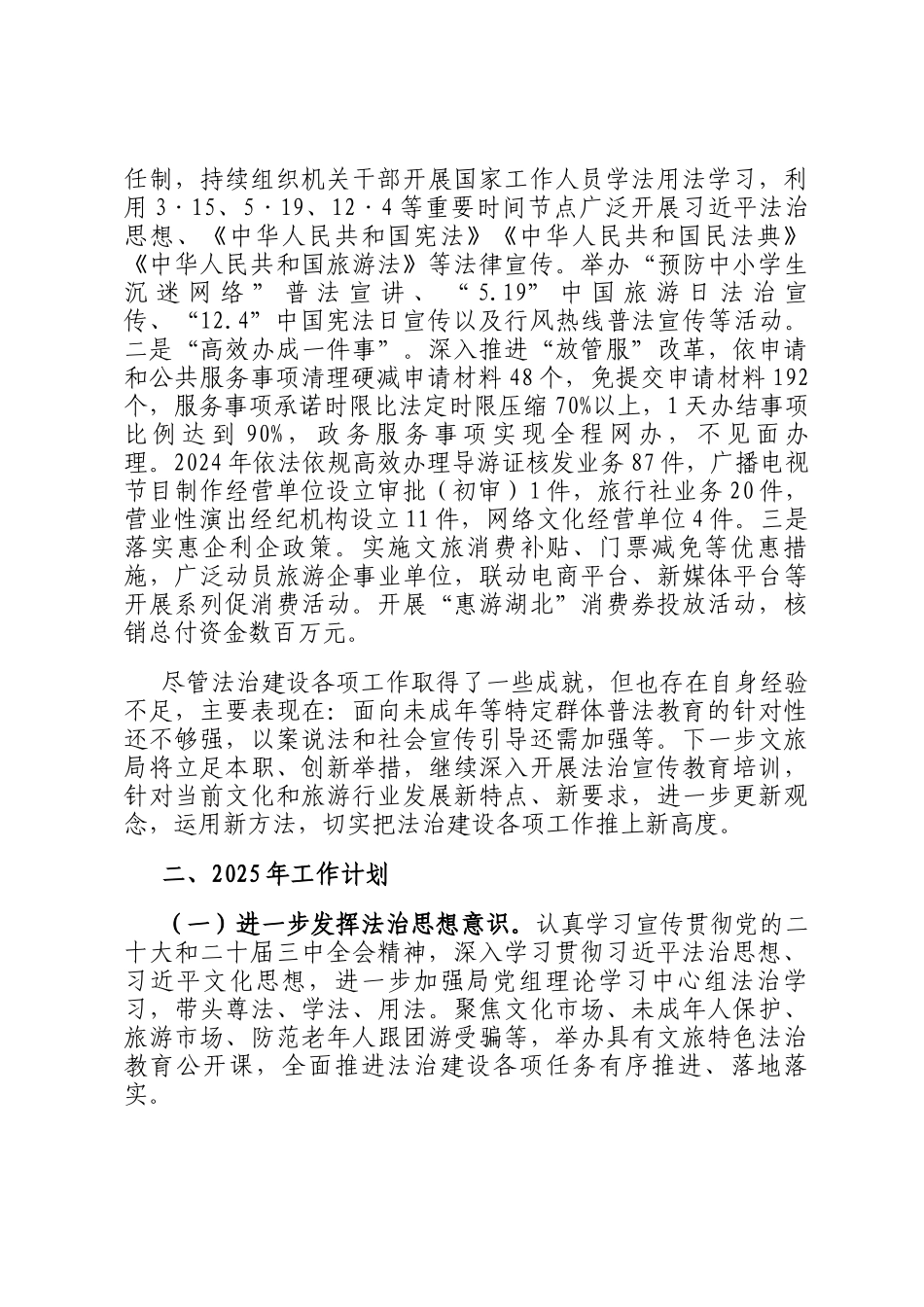 市文化和旅游局2024年法治政府建设工作总结_第3页