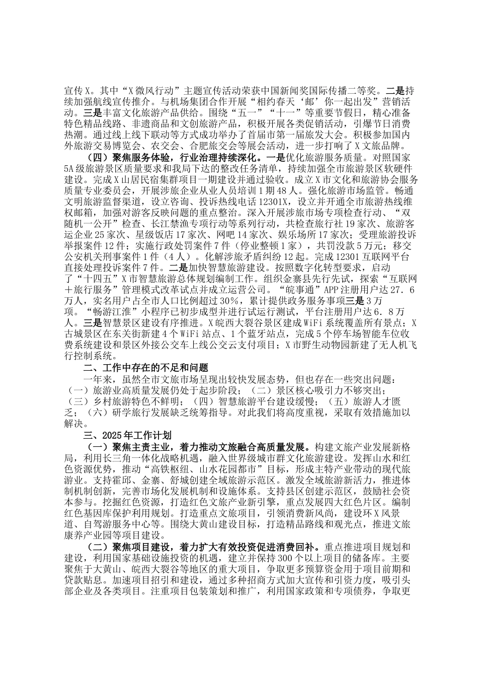 市文旅局2024年度工作总结和2025年工作计划_第2页