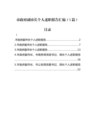 市政府副市长个人述职报告汇编（5篇）