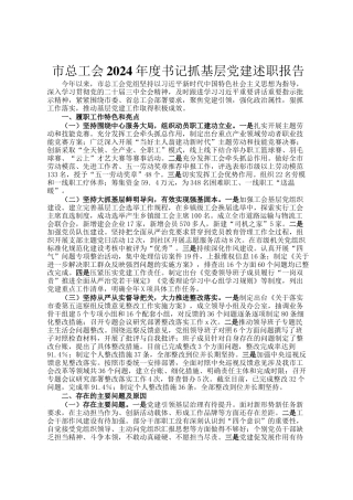 市总工会2024年度书记抓基层党建述职报告