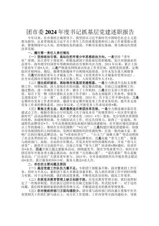 团市委2024年度书记抓基层党建述职报告