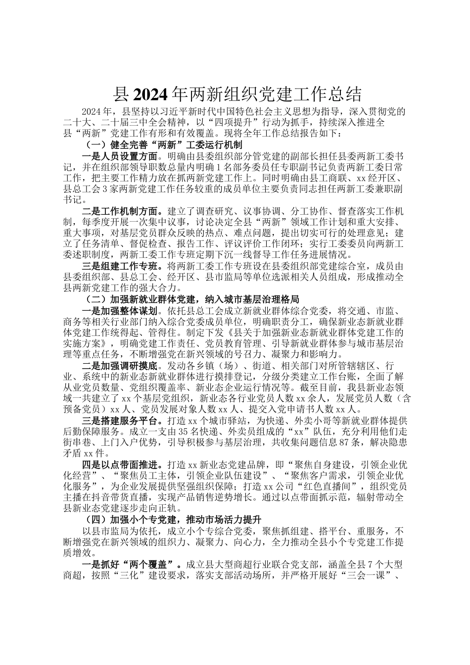 县2024年两新组织党建工作总结_第1页