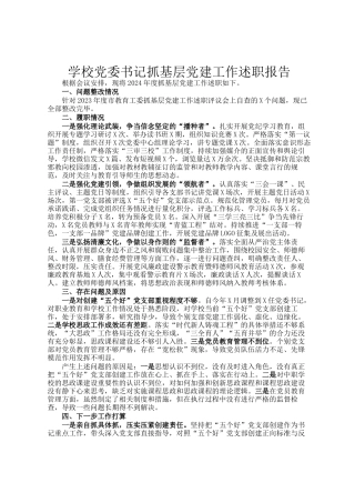 学校党委书记抓基层党建工作述职报告