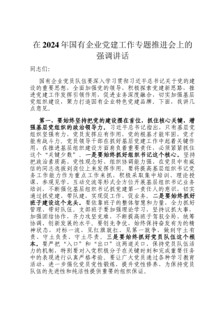 在2024年国有企业党建工作专题推进会上的强调讲话