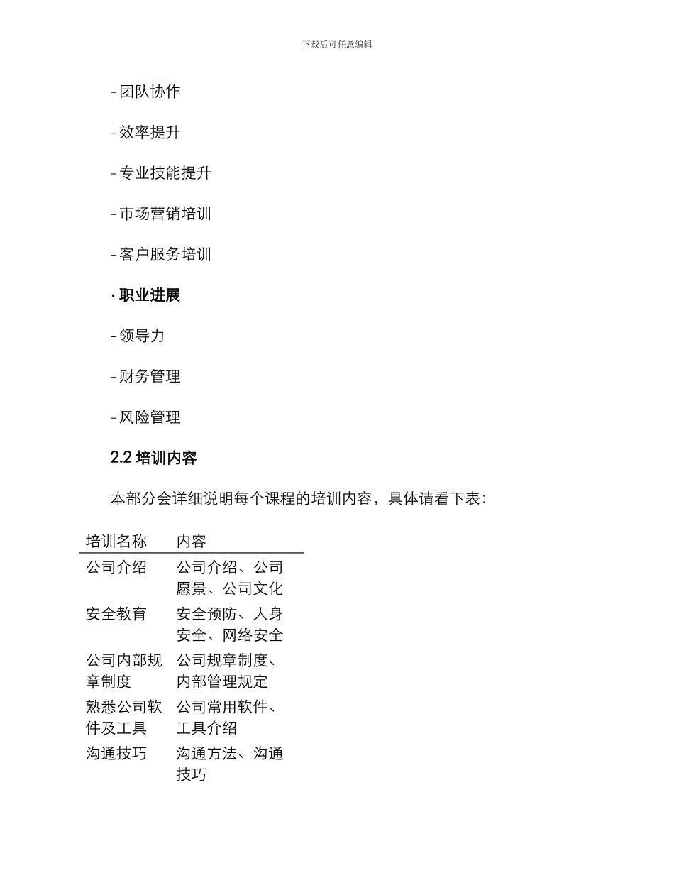 培训计划方案目录_第2页