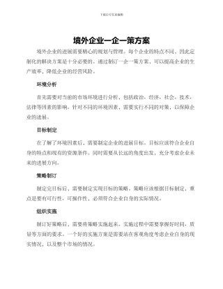 境外企业一企一策方案