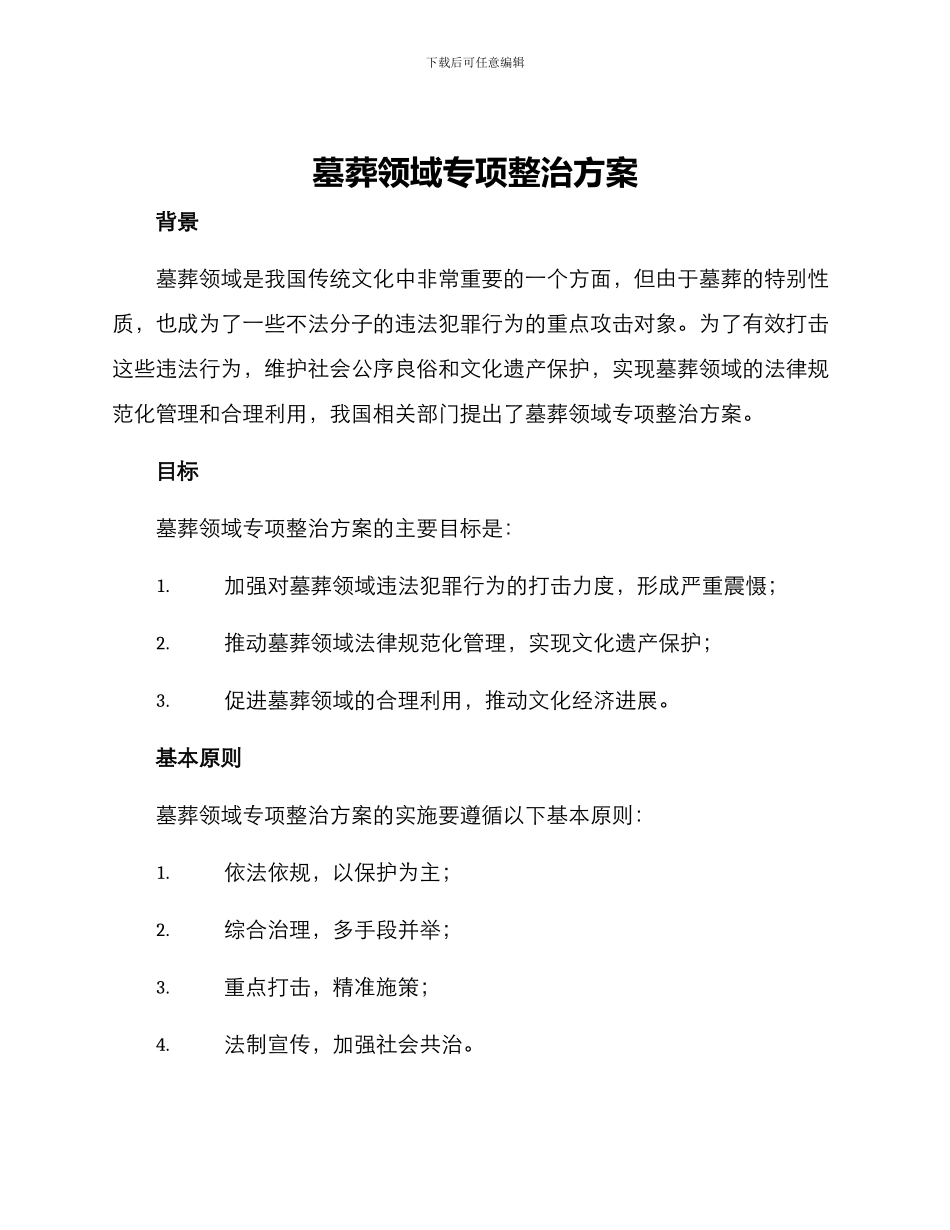 墓葬领域专项整治方案_第1页