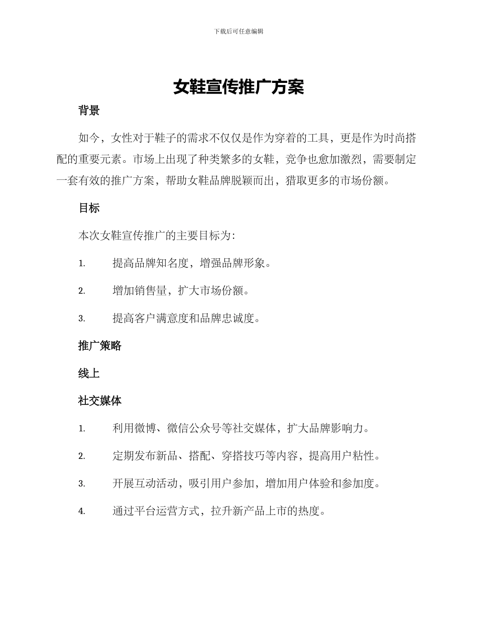 女鞋宣传推广方案_第1页