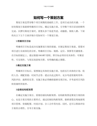 如何写一个策划方案