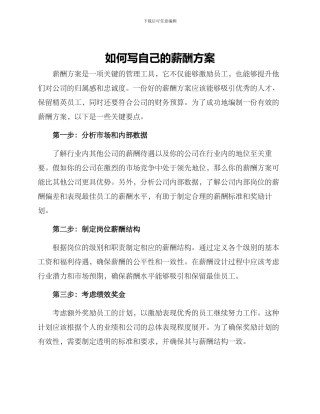 如何写自己的薪酬方案