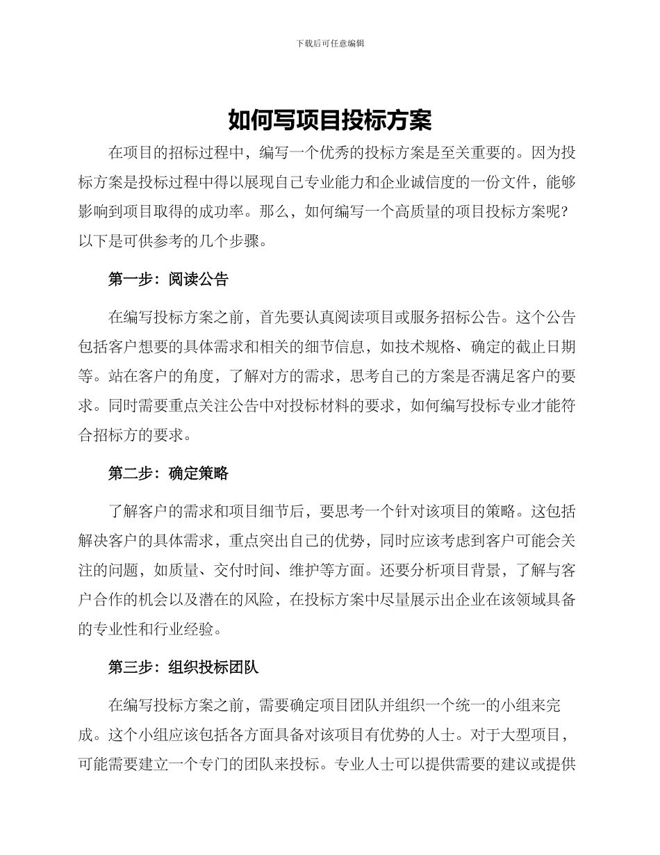 如何写项目投标方案_第1页