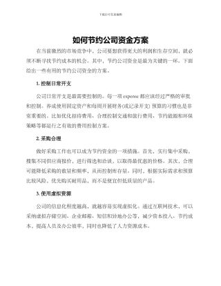 如何节约公司资金方案