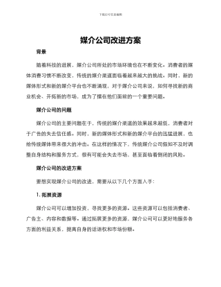 媒介公司改进方案