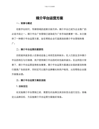 媒介平台运营方案