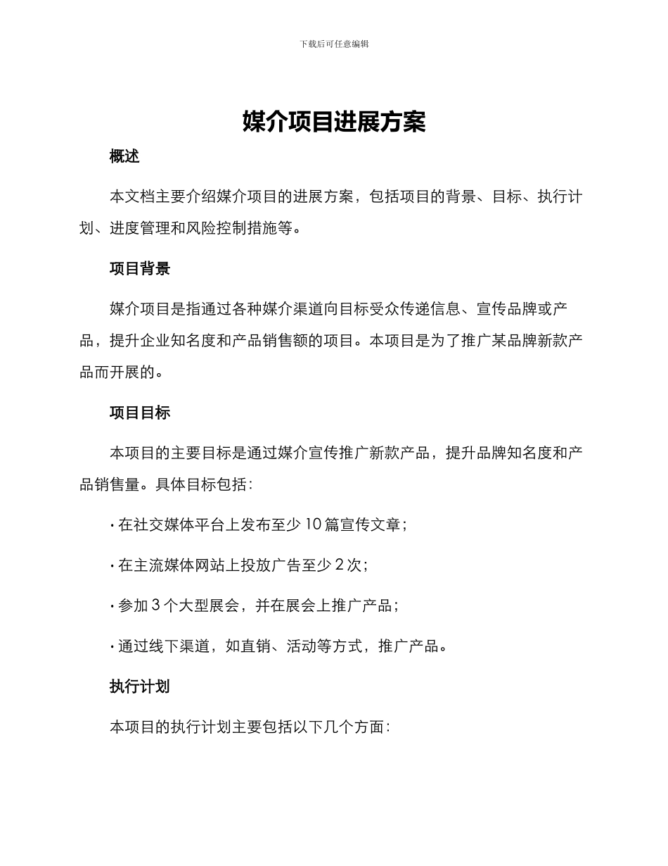 媒介项目进展方案_第1页