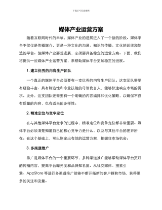 媒体产业运营方案