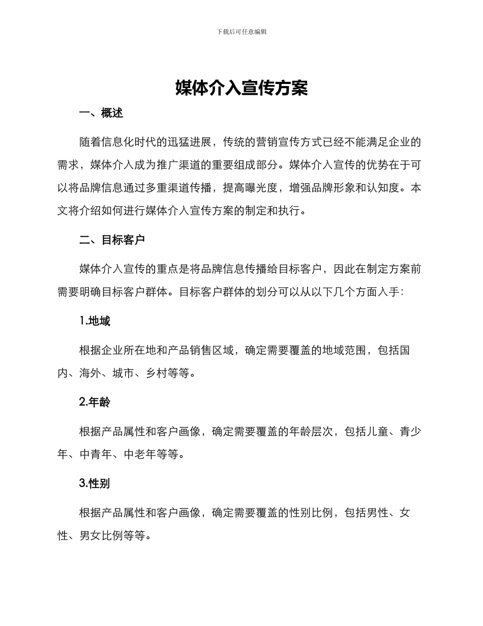 媒体介入宣传方案_第1页