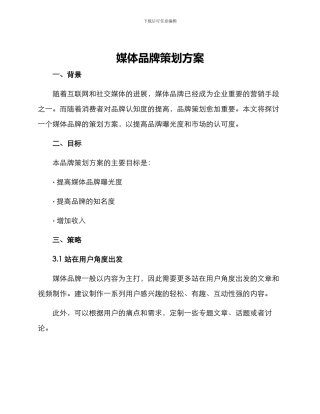 媒体品牌策划方案
