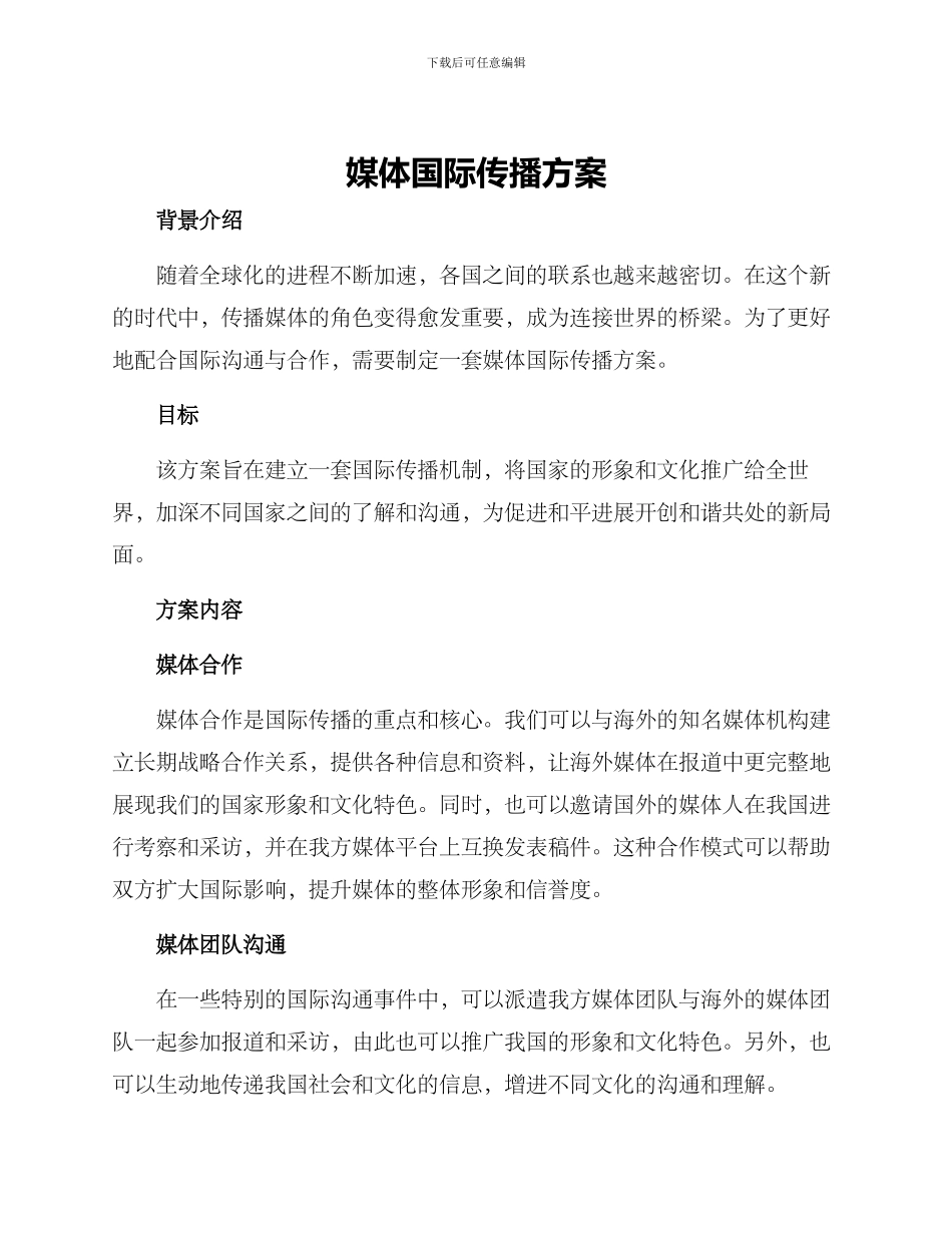 媒体国际传播方案_第1页