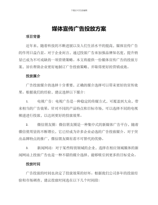 媒体宣传广告投放方案