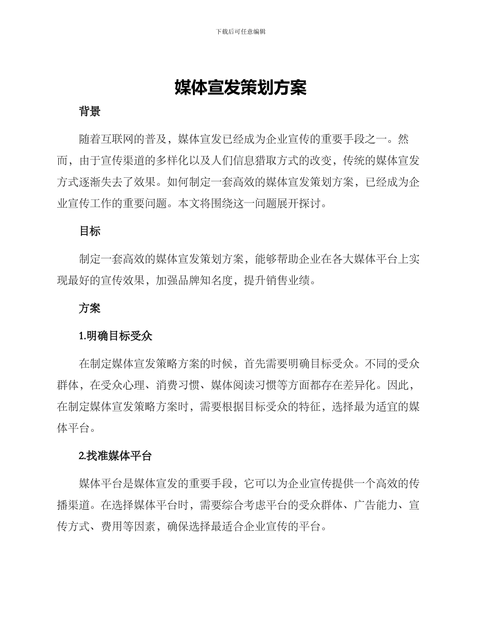 媒体宣发策划方案_第1页