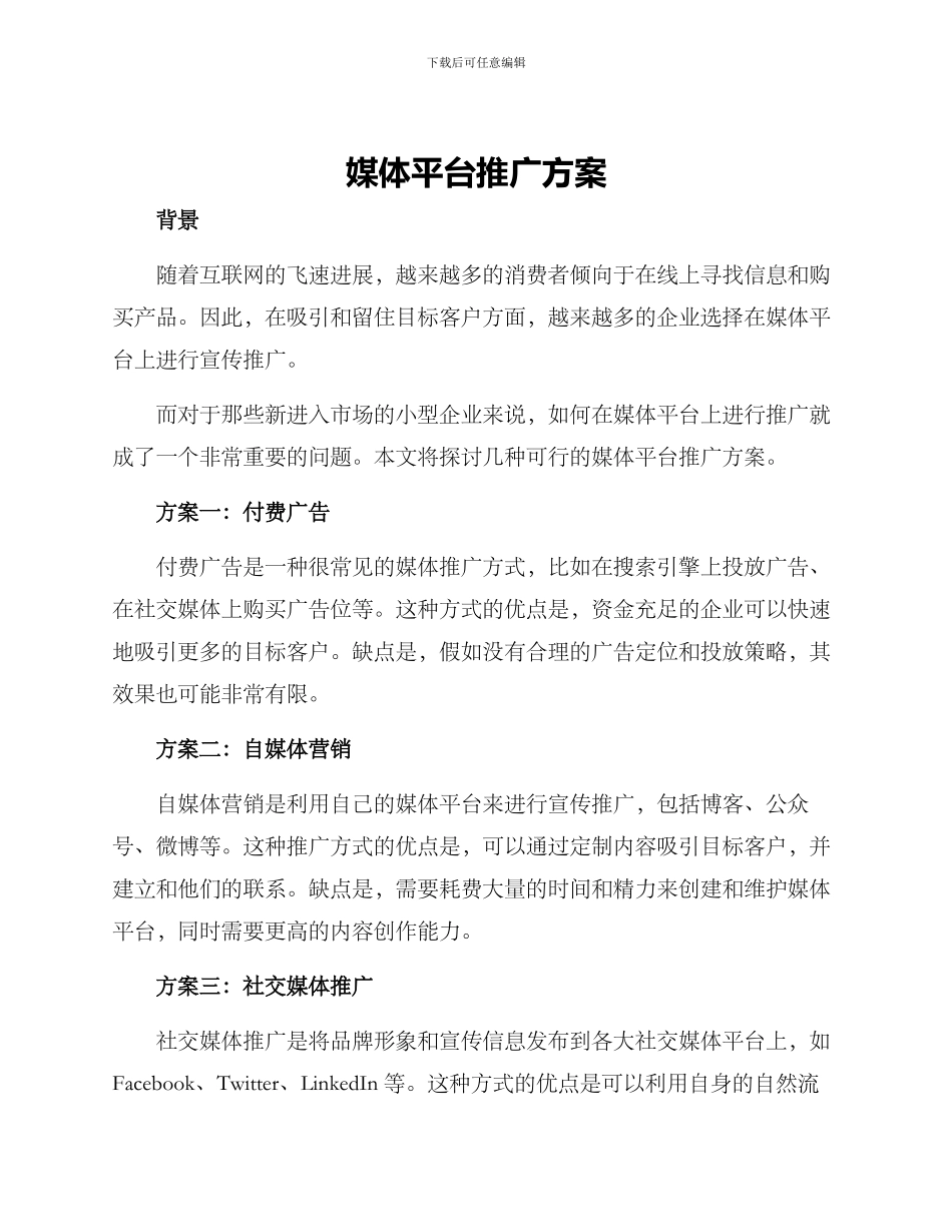 媒体平台推广方案_第1页