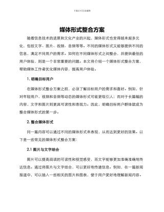 媒体形式整合方案