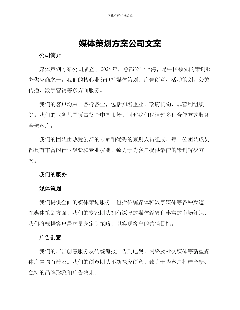 媒体策划方案公司文案_第1页