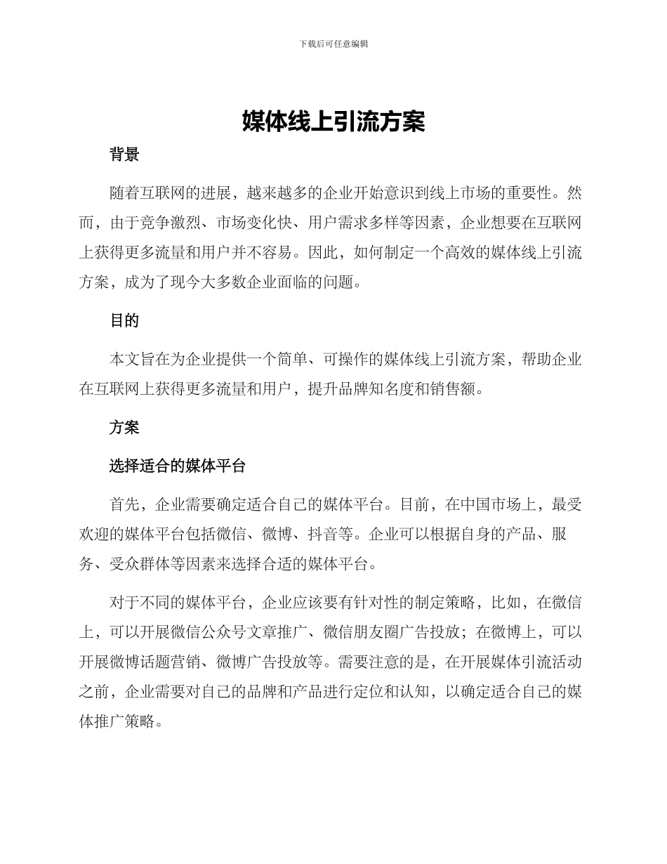 媒体线上引流方案_第1页