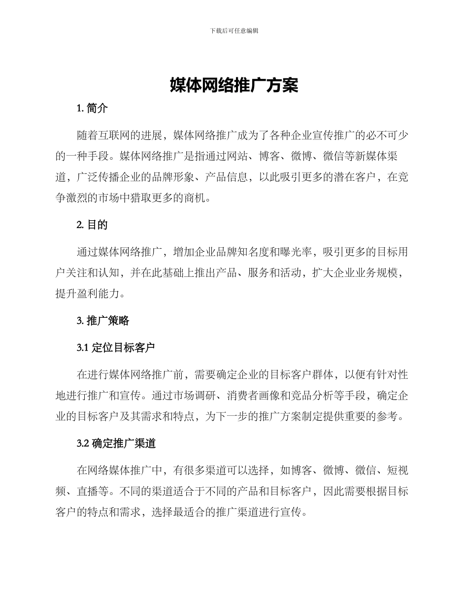 媒体网络推广方案_第1页
