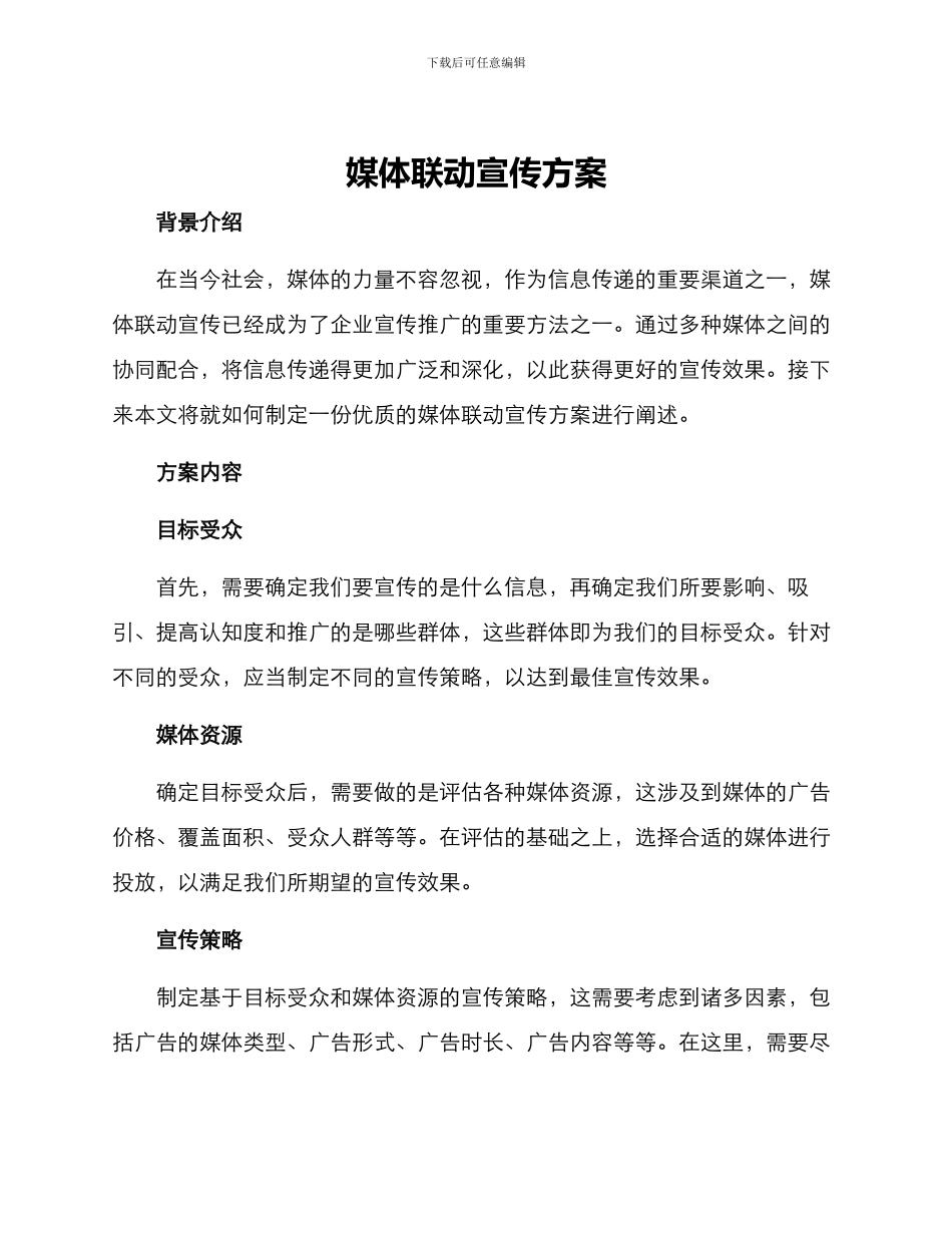 媒体联动宣传方案_第1页