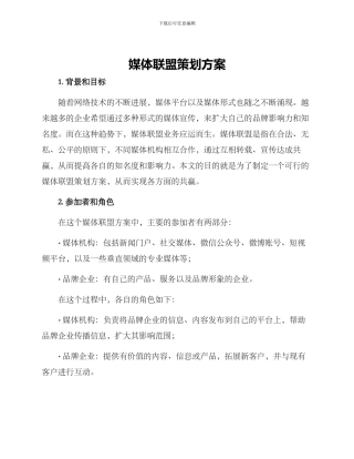 媒体联盟策划方案