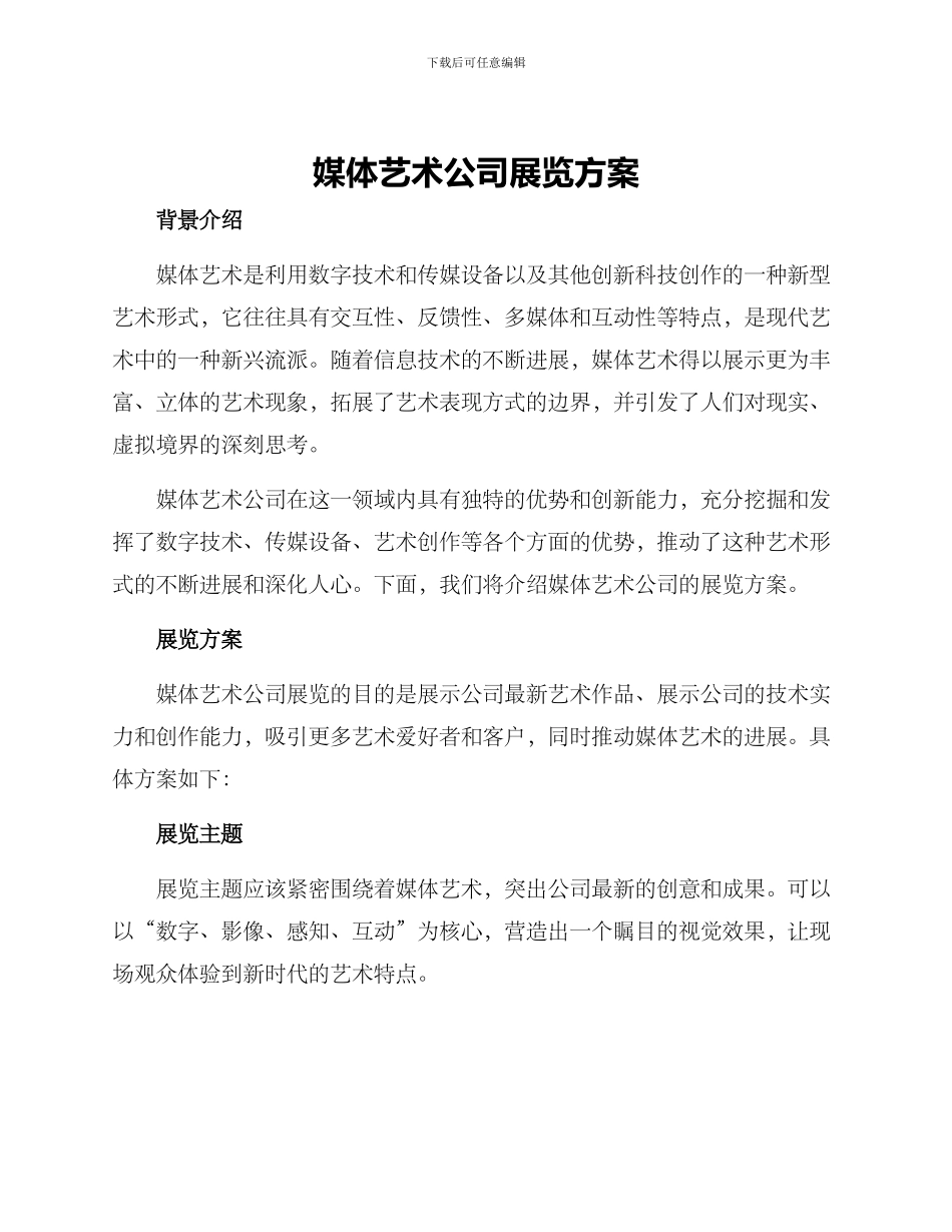 媒体艺术公司展览方案_第1页