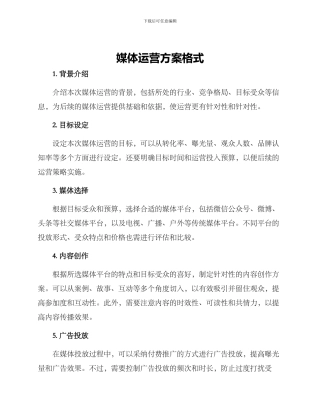 媒体运营方案格式