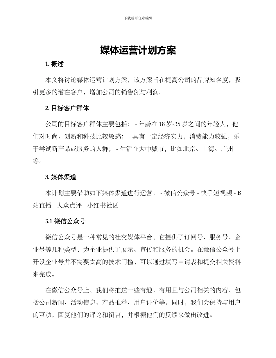 媒体运营计划方案_第1页