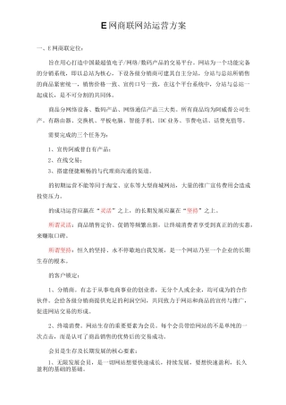 网上商城运营方案