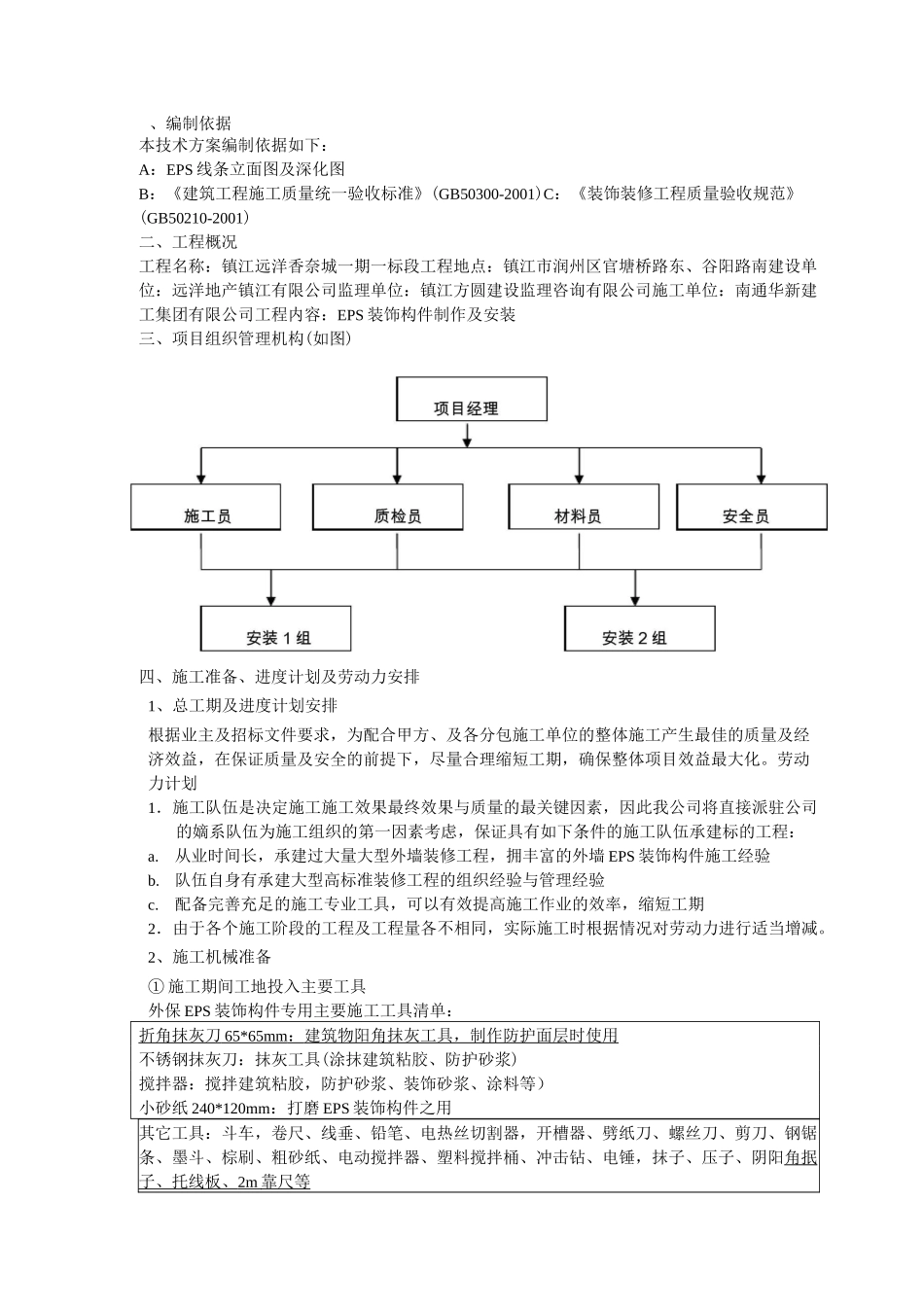 EPS装饰线条安装工程施工组织设计方案(技术标)_第1页
