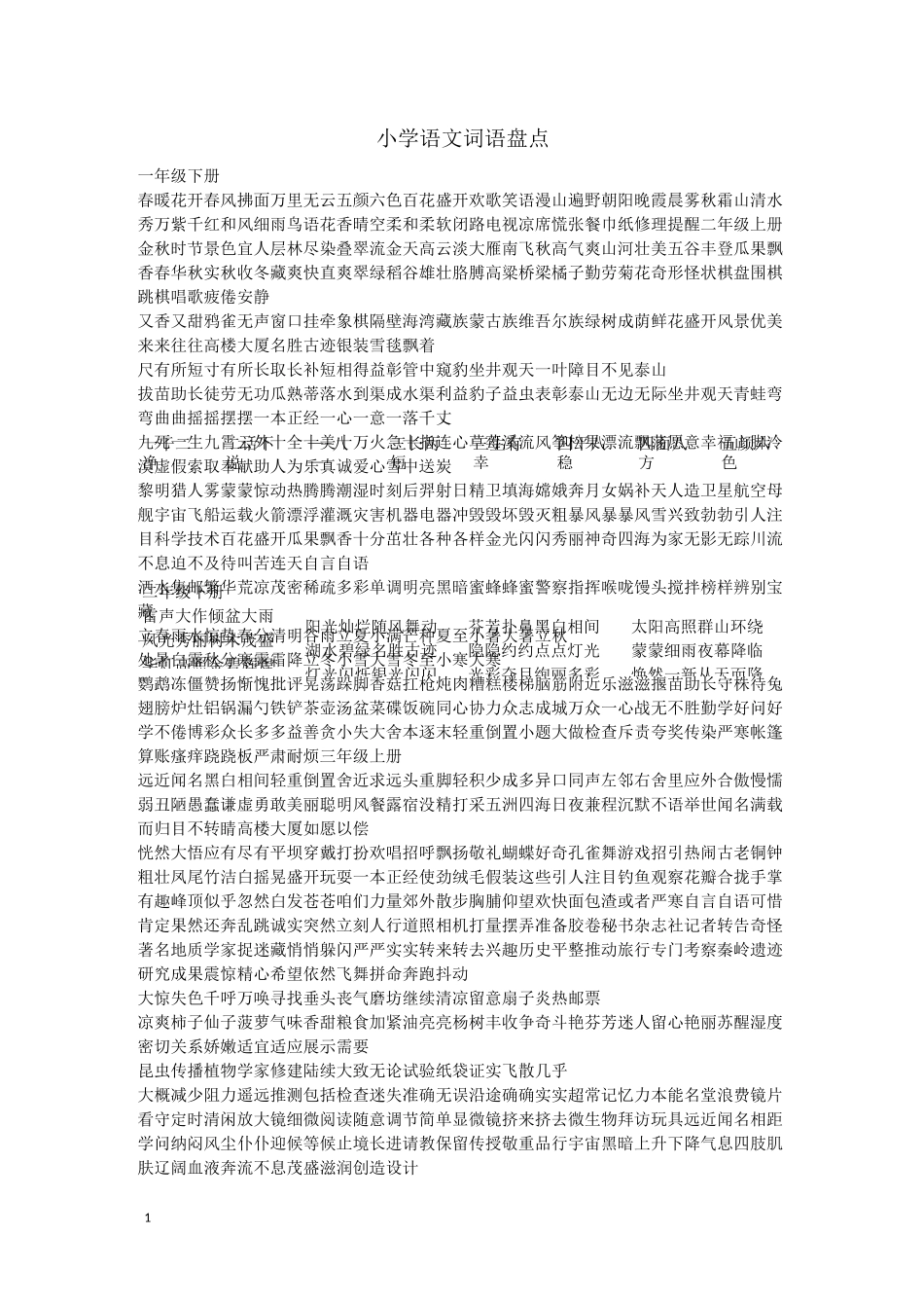 人教版小学词语盘点_第1页