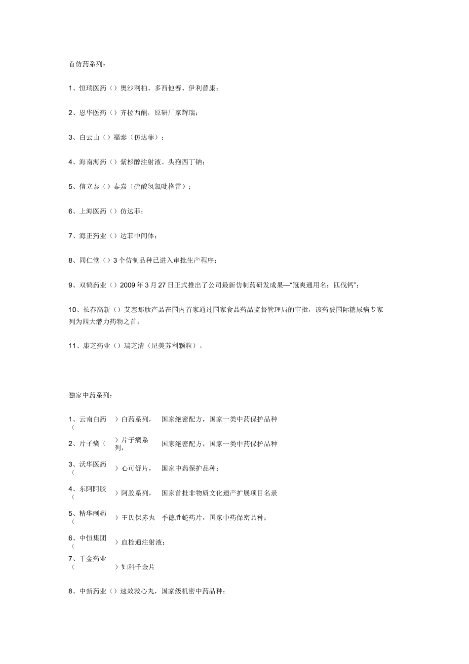 A股上市医药公司一览_第1页