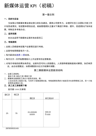 新媒体运营KPI初