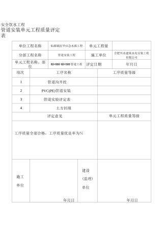 安全饮水工程资料表格