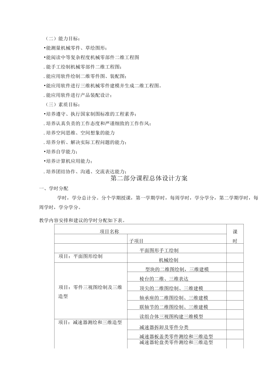 《机械制图》(含CAD三维建模)课程大纲_第2页