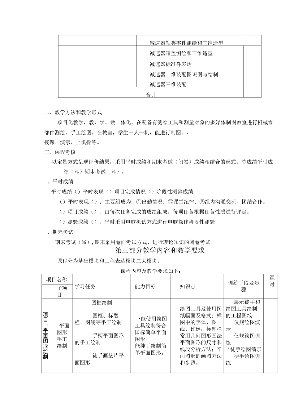 《机械制图》(含CAD三维建模)课程大纲_第3页