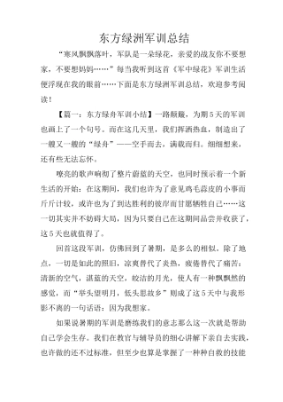 东方绿洲军训总结