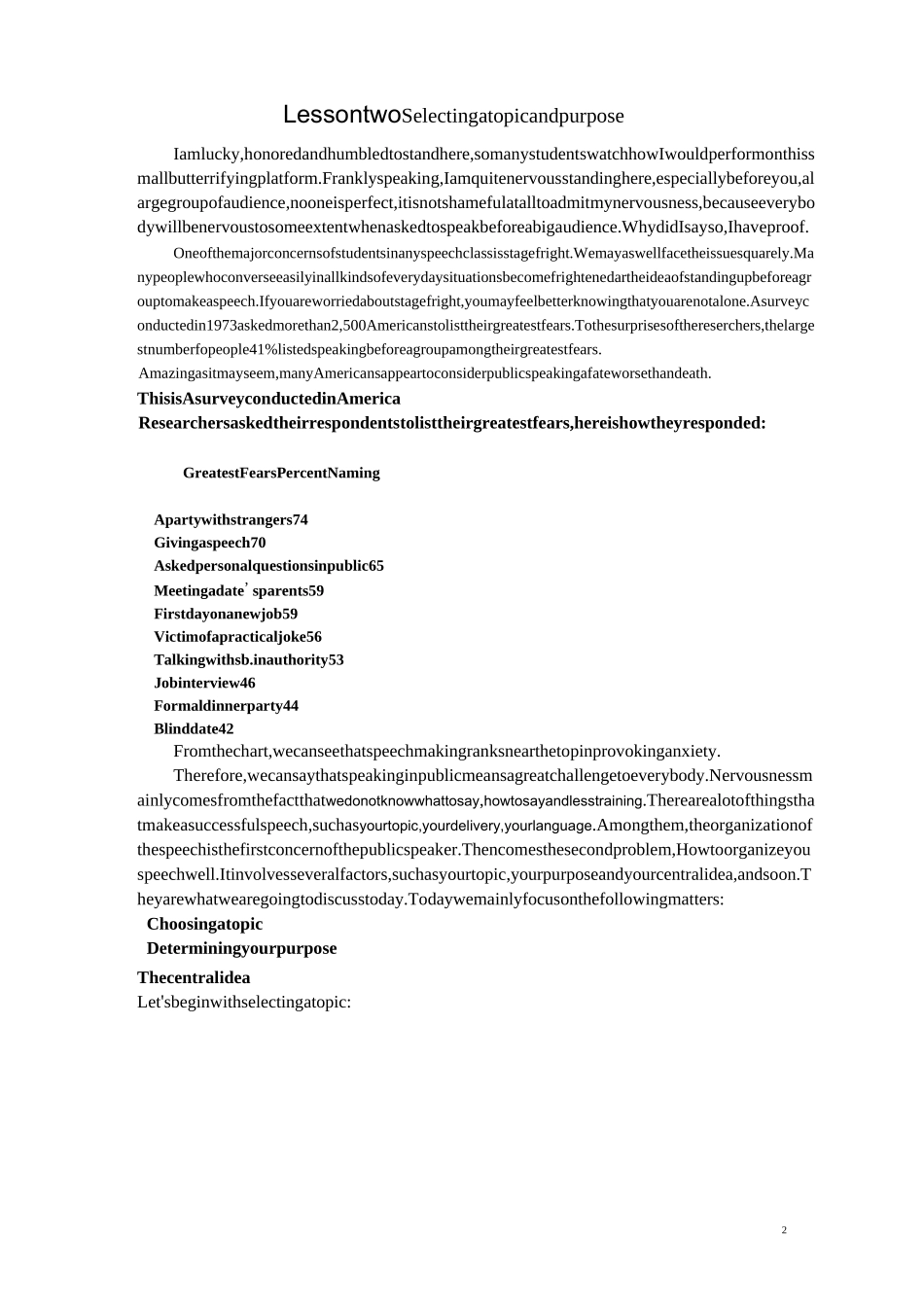 英语演讲选修课教案2 selecting a topic_第2页