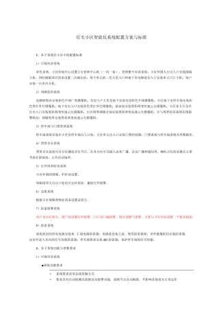 住宅小区智能化配置方案与标准
