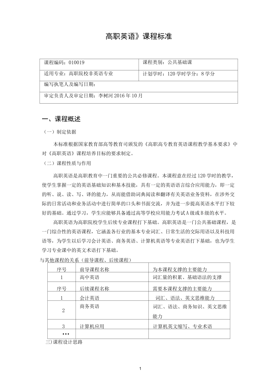 (完整版)高职英语课程标准_第1页