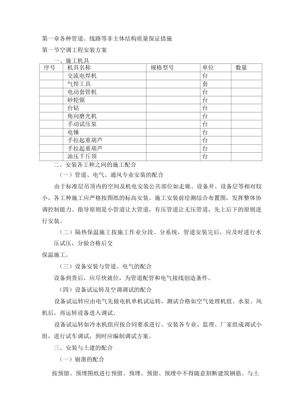 《空调工程安装方案》_第1页